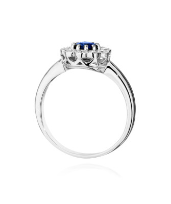 Pierścionek z szafirem 0,50ct diamenty białe złoto