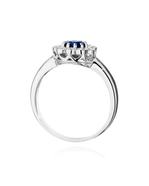 Pierścionek z szafirem 0,50ct diamenty białe złoto