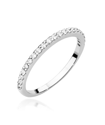 Pierścionek obrączka z diamentami 0,18ct białe złoto