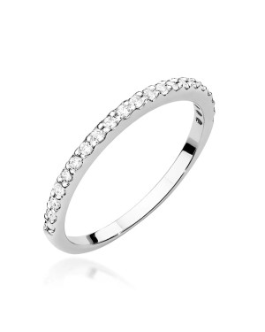 Pierścionek obrączka z diamentami 0,18ct białe złoto