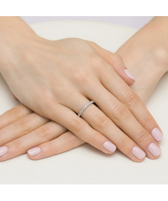 Pierścionek obrączka z diamentami 0,34ct białe złoto