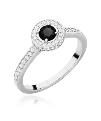 Pierścionek czarny diament 0,30ct białe złoto