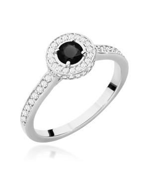 Pierścionek czarny diament 0,30ct białe złoto