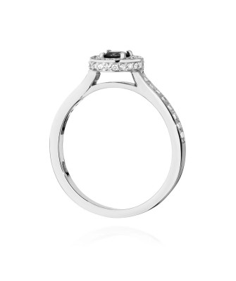 Pierścionek czarny diament 0,30ct białe złoto