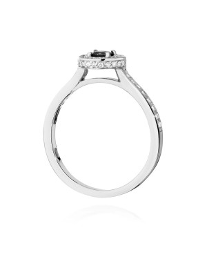Pierścionek czarny diament 0,30ct białe złoto