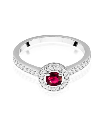 Pierścionek rubin 0,35ct diamenty białe złoto