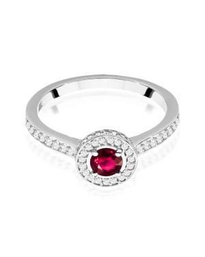 Pierścionek rubin 0,35ct diamenty białe złoto