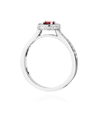 Pierścionek rubin 0,35ct diamenty białe złoto