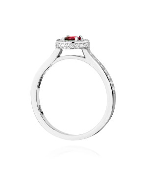 Pierścionek rubin 0,35ct diamenty białe złoto