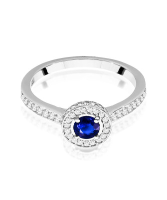Pierścionek szafir 0,30ct diamenty białe złoto