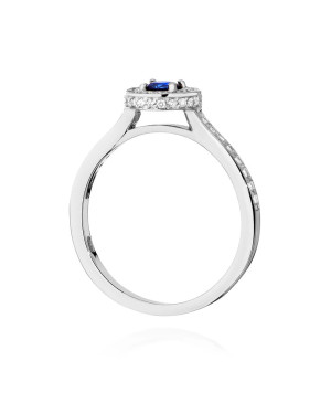 Pierścionek szafir 0,30ct diamenty białe złoto