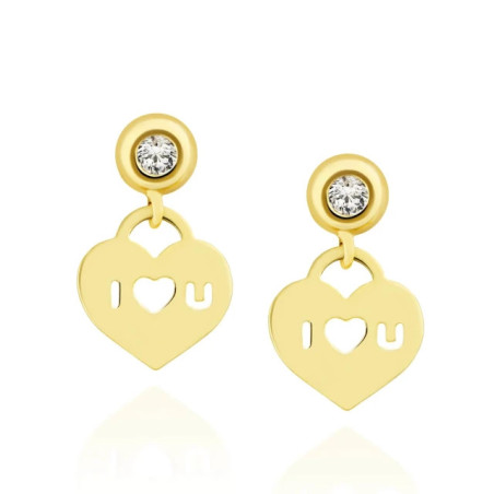 ILOVEU gold heart earrings with 585 cubic zirconia K3.2425c1sP | GoldJewellery