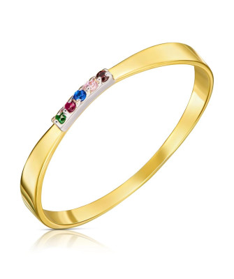 Ring with colorful cubic zirconia 375 proof