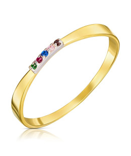 Ring with colorful cubic zirconia 375 proof