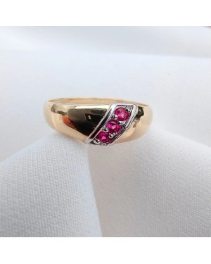 14k gold ring ruby stones classic design czauma