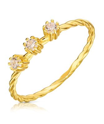 8ct Gold Braided Cubic Zirconia Ring