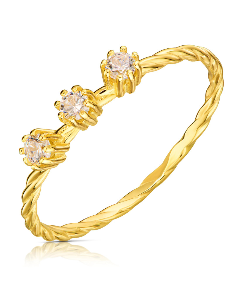 8ct Gold Braided Cubic Zirconia Ring