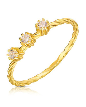 8ct Gold Braided Cubic Zirconia Ring