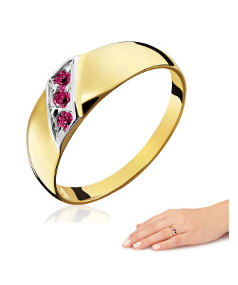 14k gold ring ruby stones classic design czauma