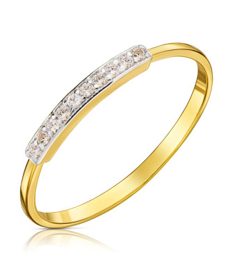 Delicate 8k Gold Ring with Ten White Zirconia Stones