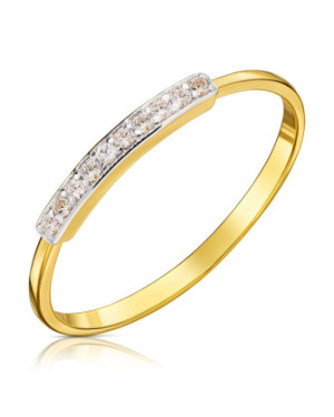 Delicate 8k Gold Ring with Ten White Zirconia Stones