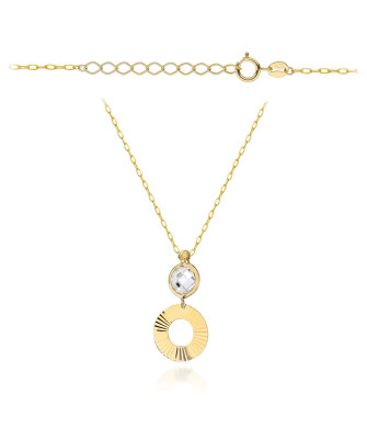 Gold necklace with white stone and diamond ring