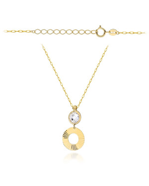 Gold necklace with white stone and diamond ring