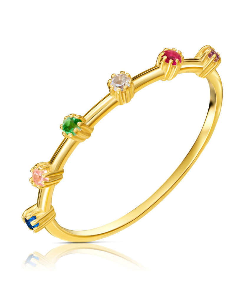 Gold ring 8k with colorful stones