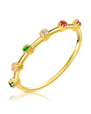 Gold ring 8k with colorful stones