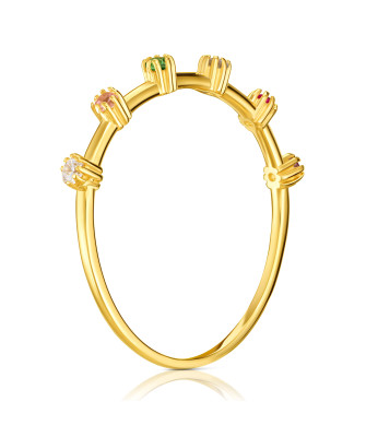 Gold ring 8k with colorful stones