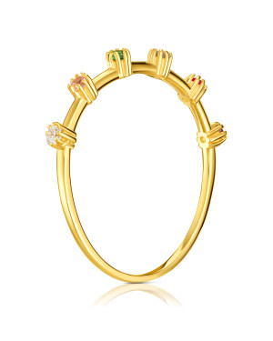 Gold ring 8k with colorful stones