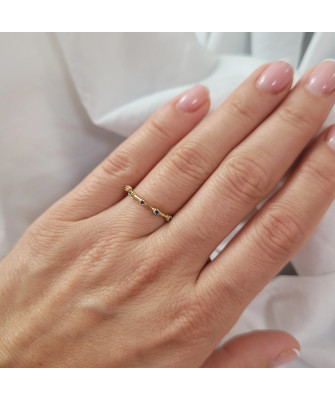 Gold ring 8k with colorful stones