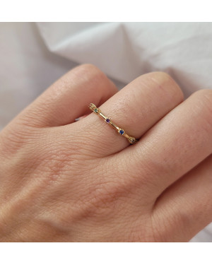 Gold ring 8k with colorful stones