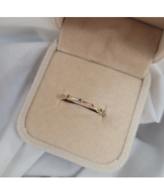 Gold ring 8k with colorful stones