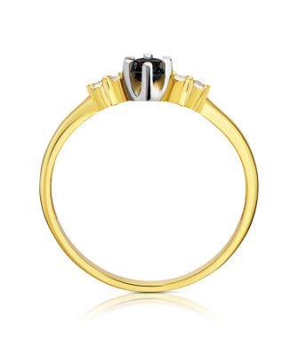 Engagement gold ring black stone
