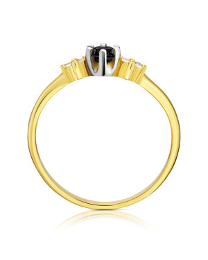 Engagement gold ring black stone