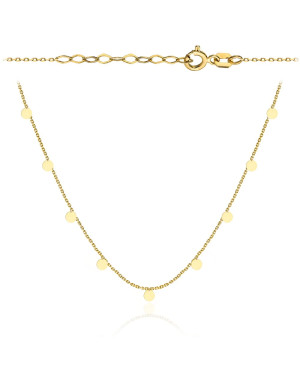 Gold necklace with hanging circles 39+3cm