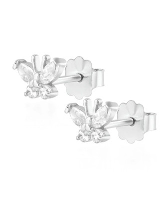 Silver butterfly earrings white