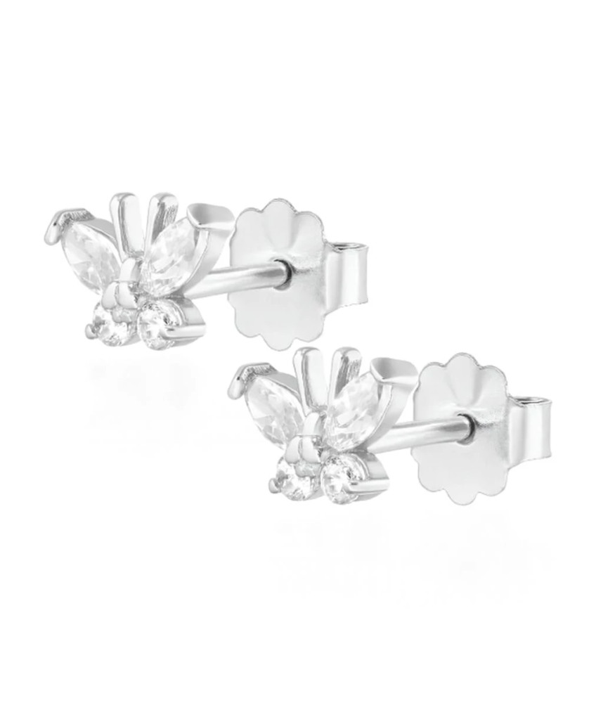 Silver butterfly earrings white