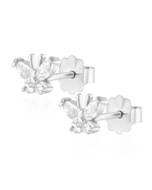 Silver butterfly earrings white