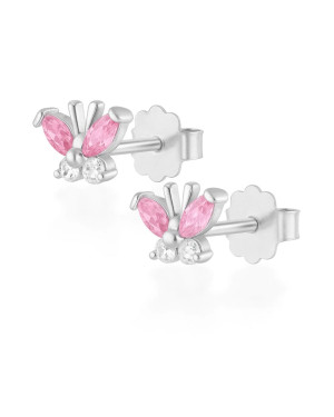 Silver butterfly earrings pink