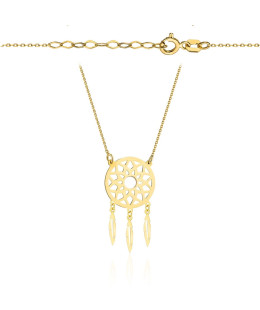 Gold necklace with a hanging dreamcatcher