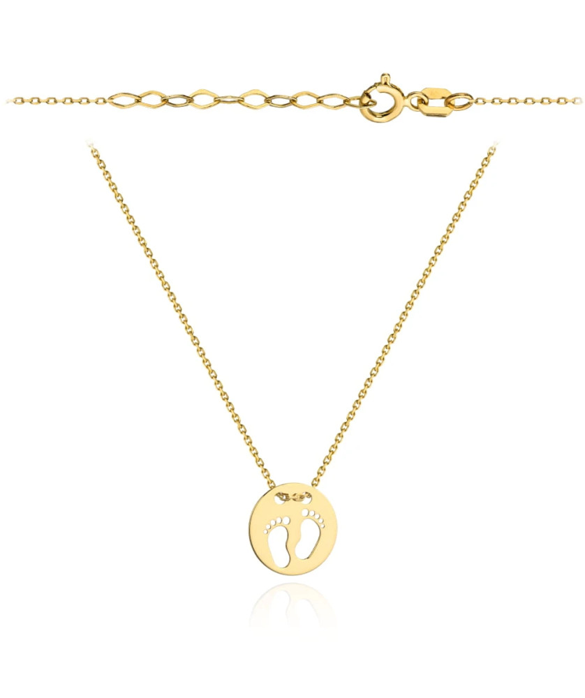 14K Gold Necklace with Circle and Footprint 45cm