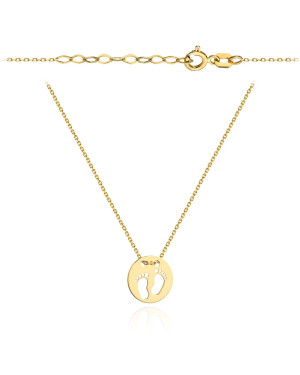 14K Gold Necklace with Circle and Footprint 45cm