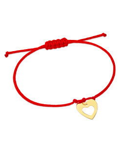 Gold cord bracelet for hand HEART 14k