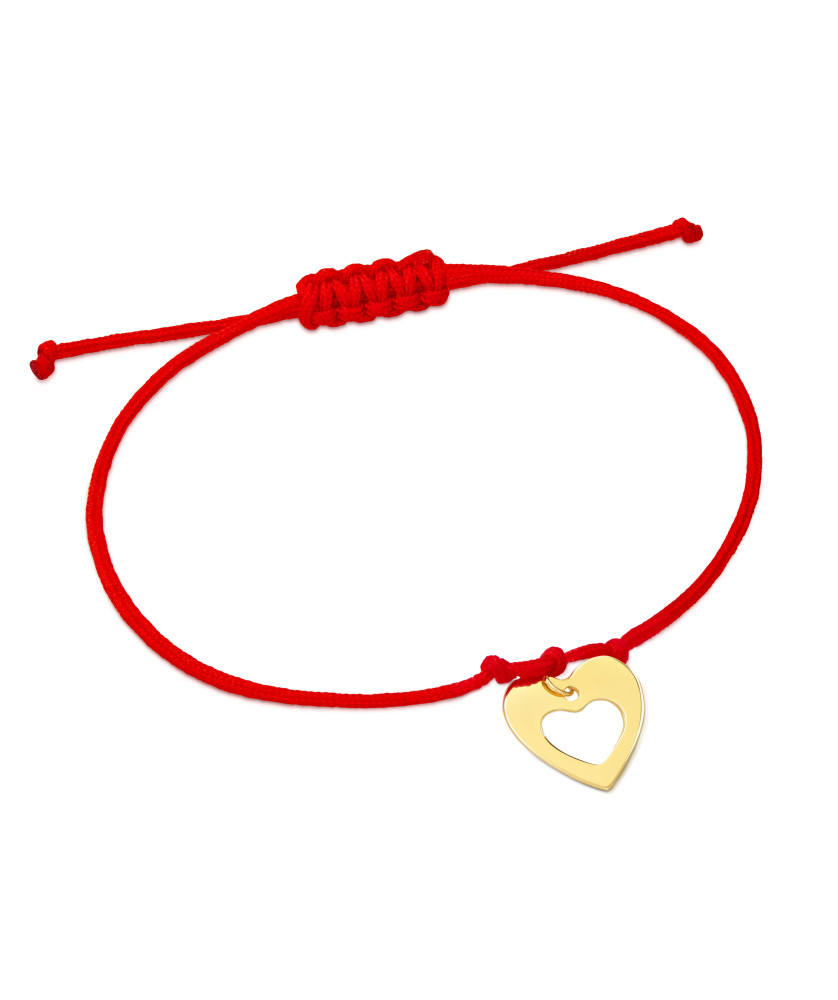 Gold cord bracelet for hand HEART 14k