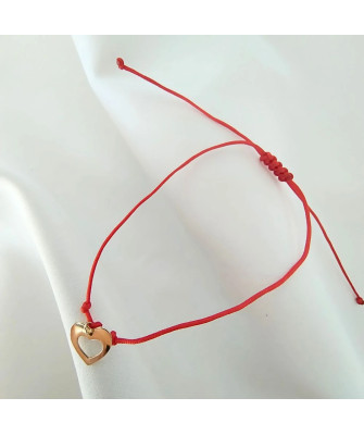 Gold cord bracelet for hand HEART 14k