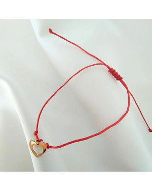Gold cord bracelet for hand HEART 14k