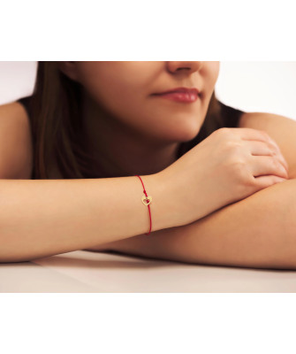 Gold cord bracelet for hand HEART 14k