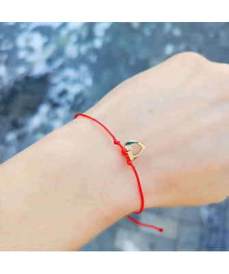 Gold cord bracelet for hand HEART 14k